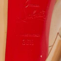Pre Owned Christian Louboutin Beige Patent Leather Very Prive Pumps Size 36.5