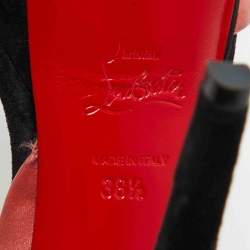 Christian Louboutin Coral/Black Satin and Suede Bow Vampanodo Sandals Size 38.5