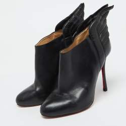 Christian Louboutin Black Leather Mercura Wings Ankle Booties Size 39