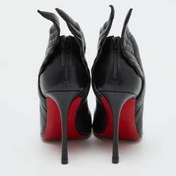 Christian Louboutin Black Leather Mercura Wings Ankle Booties Size 39