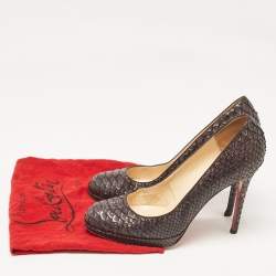 Christian Louboutin Brown Python Leather New Simple Platform Pumps Size 40.5