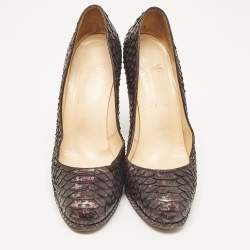 Christian Louboutin Brown Python Leather New Simple Platform Pumps Size 40.5