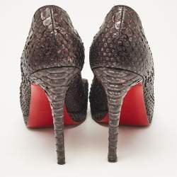 Christian Louboutin Brown Python Leather New Simple Platform Pumps Size 40.5