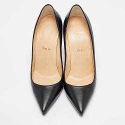 Pre Owned Christian Louboutin Black Leather Kate Pumps Size 39.5