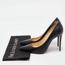 Pre Owned Christian Louboutin Black Leather Kate Pumps Size 39.5