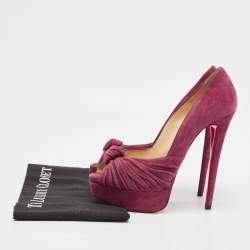 Christian Louboutin Burgundy Suede Lady Gres Platform Pumps Size 37.5