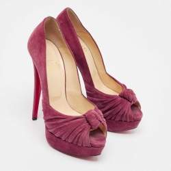 Christian Louboutin Burgundy Suede Lady Gres Platform Pumps Size 37.5