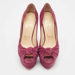 Christian Louboutin Burgundy Suede Lady Gres Platform Pumps Size 37.5