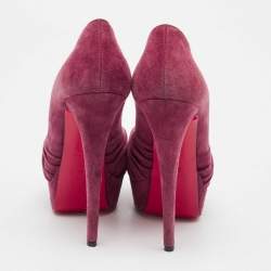 Christian Louboutin Burgundy Suede Lady Gres Platform Pumps Size 37.5