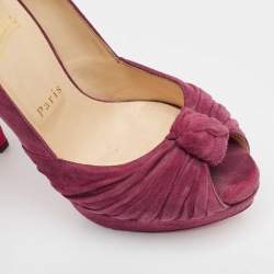 Christian Louboutin Burgundy Suede Lady Gres Platform Pumps Size 37.5