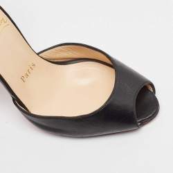 Christian Louboutin Black Leather Otrot Fringe Ankle-Strap Sandals Size 36.5