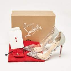 Christian Louboutin Silver Glitter and PVC Degrastrass Pumps Size 40