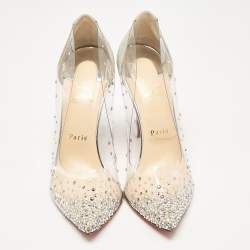 Christian Louboutin Silver Glitter and PVC Degrastrass Pumps Size 40