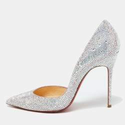 Christian Louboutin Metallic Leather Strass Crystal Iriza D'orsay Pumps Size 39