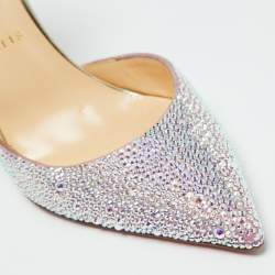 Christian Louboutin Metallic Leather Strass Crystal Iriza D'orsay Pumps Size 39