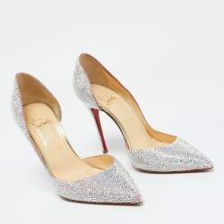 Christian Louboutin Metallic Leather Strass Crystal Iriza D'orsay Pumps Size 39