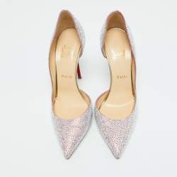 Christian Louboutin Metallic Leather Strass Crystal Iriza D'orsay Pumps Size 39