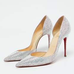 Christian Louboutin Metallic Leather Strass Crystal Iriza D'orsay Pumps Size 39