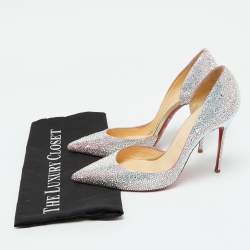 Christian Louboutin Metallic Leather Strass Crystal Iriza D'orsay Pumps Size 39