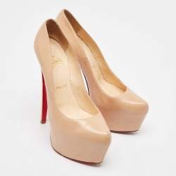 Pre Owned Christian Louboutin Beige Leather Daffodile Platform Pumps Size 38