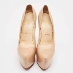 Pre Owned Christian Louboutin Beige Leather Daffodile Platform Pumps Size 38