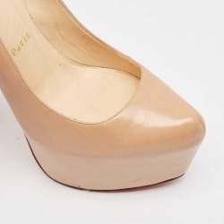 Pre Owned Christian Louboutin Beige Leather Daffodile Platform Pumps Size 38