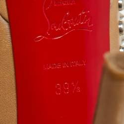 Christian Louboutin Beige Leather Bianca Spikes Platform Pumps Size 39.5