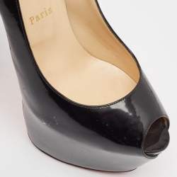 Pre Owned Christian Louboutin Black Patent Leather Highness Platform Pumps Size 38.5