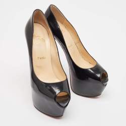 Pre Owned Christian Louboutin Black Patent Leather Highness Platform Pumps Size 38.5