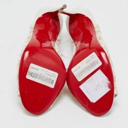 مملوكة مسبقًا Christian Louboutin White Lace Mariee A Colmar Slingback Sandals Size 36.5