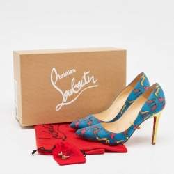 Christian Louboutin Blue Fabric Afri Loubi Pigalle Pumps Size 36
