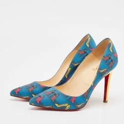 Christian Louboutin Blue Fabric Afri Loubi Pigalle Pumps Size 36