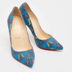 Christian Louboutin Blue Fabric Afri Loubi Pigalle Pumps Size 36
