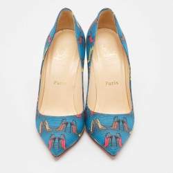Christian Louboutin Blue Fabric Afri Loubi Pigalle Pumps Size 36
