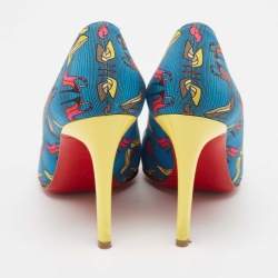 Christian Louboutin Blue Fabric Afri Loubi Pigalle Pumps Size 36