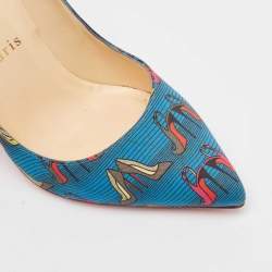 Christian Louboutin Blue Fabric Afri Loubi Pigalle Pumps Size 36
