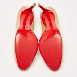 Pre Owned Christian Louboutin Beige Patent Simple Pumps Size 40.5