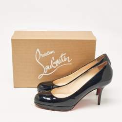 Pre Owned Christian Louboutin Navy Blue Patent Leather Prorata Pumps Size 40