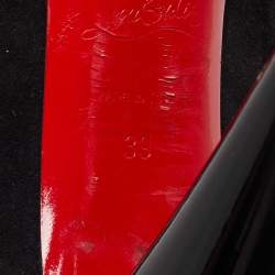 Pre Owned Christian Louboutin Black Leather and Suede Criss Cross Platform Pumps Size 39