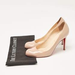 Pre Owned Christian Louboutin Beige Patent Leather Pumppie Pumps Size 39.5