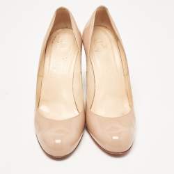 Pre Owned Christian Louboutin Beige Patent Leather Pumppie Pumps Size 39.5
