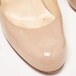 Pre Owned Christian Louboutin Beige Patent Leather Pumppie Pumps Size 39.5