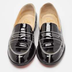 Pre Owned Christian Louboutin Black Patent Leather Mocalaureat Loafers Size 39.5