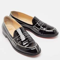 Pre Owned Christian Louboutin Black Patent Leather Mocalaureat Loafers Size 39.5
