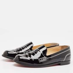 Pre Owned Christian Louboutin Black Patent Leather Mocalaureat Loafers Size 39.5