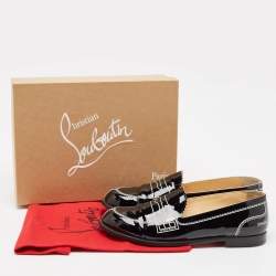 Pre Owned Christian Louboutin Black Patent Leather Mocalaureat Loafers Size 39.5