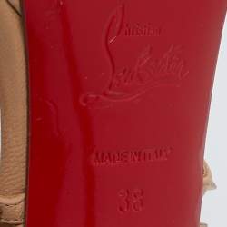Christian Louboutin Beige Leather Spike Choca Lux Sandals Size 38