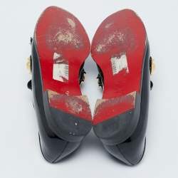 Christian Louboutin Black Patent Leather Octavian Bolla Fringe Loafers Size 40