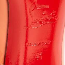 Pre Owned Christian Louboutin Orange Patent Simple Pumps Size 41