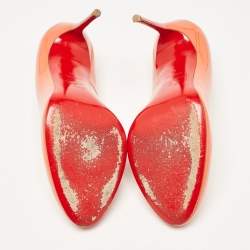 Pre Owned Christian Louboutin Orange Patent Simple Pumps Size 41